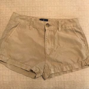 Khaki colored American Eagle shorts